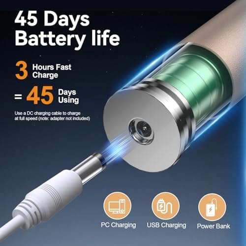 JTF Sonic Electric Toothbrush for Adults: 6 Brush Heads, 3 Brushing Modes, 2-Min Smart Timer, IPX7 Waterproof and Tongue Scraper, Deep Cleaning & Whitening, Rechargeable Toothbrush for Teeth & Braces - Thumbnail 5