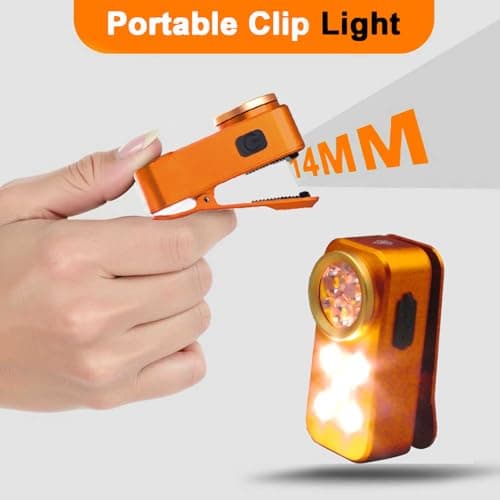 FOSFIS Rechargeable EDC Flashlight, Mini LED Flashights, 500 Lumens Portable Clip EDC Light, Pocket Flashlights, Magnetic Small Keychain Flashlight for Signaling, Camping, Emergency (Orange) - Thumbnail 6