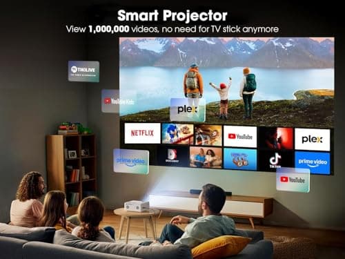 [Built-in Apps] Smart Projector with WiFi and Bluetooth, VIZONY Native 1080P Projector with Streaming APPs, Dolby Audio, Portable Mini Projector for Indoor Outdoor Use - Thumbnail 2
