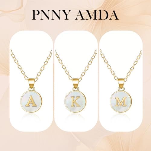 PNNY AMDA Initial Necklace for Women: 18K Gold Plated Nature Shell Pendant – Letter Necklace for Women Trendy Jewelry Gifts (M) XL-BKZM-M - Thumbnail 4