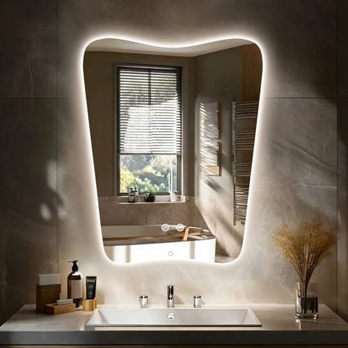 PIUDOC 22x30 Inch Backlit Bathroom Mirror, Frameless LED Vanity Mirror with Lights, Dimmable Anti-Fog,Vertical Wall Mount for Bathroom Makeup, 3 Color Changing, Shatterproof, Touch Sensor