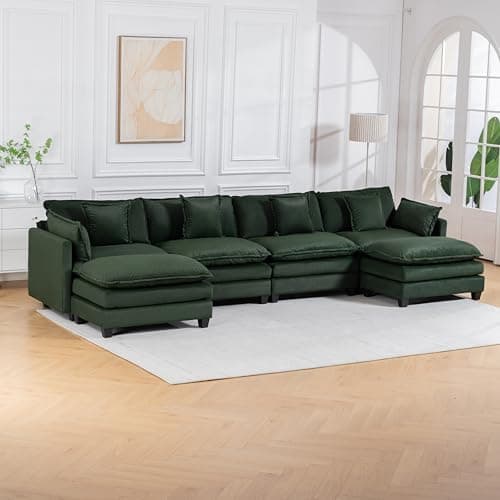 Fachmaih Sectional Cloud Couch 150" Modular Sofa with Ottoman Deep Seat Couches Modern Cloud Couch with Pillow for Living Room, Bedroom and Apartment