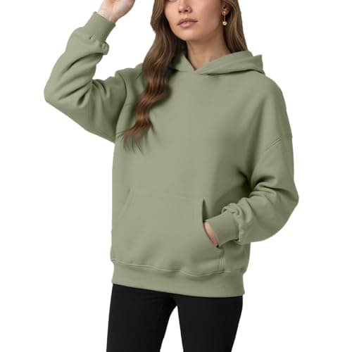 YARBCEN Womens Hooded Hoodies Sweatshirts - Long Sleeve Crewneck Sweaters With Pocket 2026 Fashion Spring Oversized Clothes Olive - Image 1