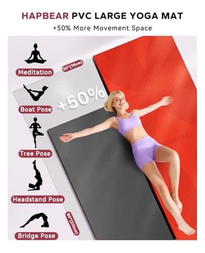 HAPBEAR Extra Large Yoga Mat (84''×30'') - 1/3'' Thick Double-Sided PVC Non-Slip Exercise Mat with High Rebound Cushioning, Dual-Side Usable for Home Gym, Yoga, Pilates & Workouts -Orange - Thumbnail 2