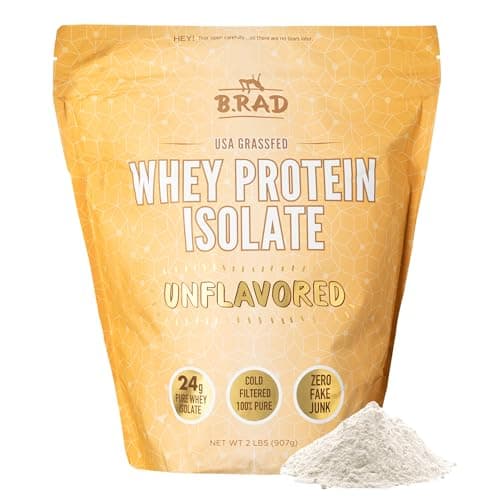 B.rad Grass Fed Whey Protein Isolate | Farm-Fresh, Easy-to-Digest, Clean Ingredients | 2 Pounds | 100% USA Sourced | Unflavored