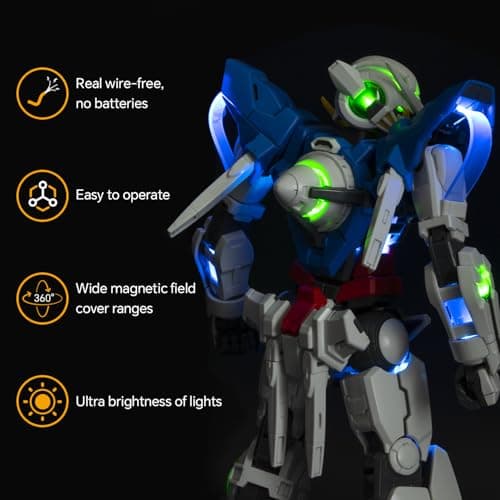 LBASE Wireless LED Light Set Compatible for Gundam PG MG RG HG MGSD Q Models, Wireless Induction LED Lamp Beads, Model Add Lights (LBASE-4th & Display Stand) - Thumbnail 4