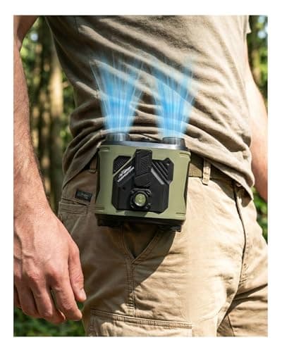 Vorproform 15000mAh Portable Waist Fan, 3-in-1 Waist Clip Fan, 100-Speed 25000 RPM Strong Airflow,With Power Bank, LED Light, For Construction, Warehouse, Yard, Father's Day, Husband, Men - Image 1