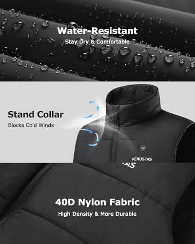Venustas Men's Heated Vest, 9V USB-C Heated Vest Compatible with Most USB-C Output Power Banks (Battery Not Included) - Thumbnail 5