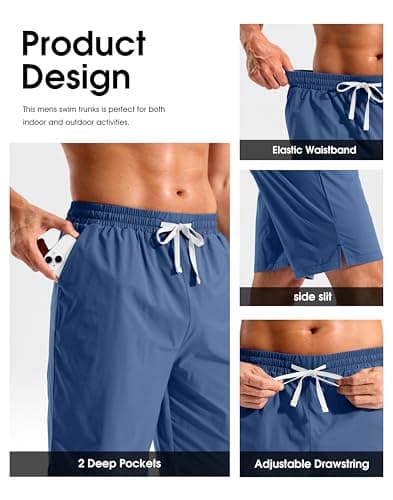 Pudolla Men's Swim Trunks 9"/11" Quick Dry Board Shorts Bathing Suits Beach Shorts for Men with Pockets - No Liner(See Blue 11 Inseam-M) - Thumbnail 6
