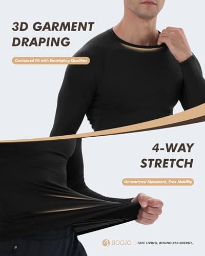 5 Pack Long Sleeve Compression Shirts for Men - Black Quick Dry Workout Base Layer Undershirt Top for Athletic Gym Running - Thumbnail 4