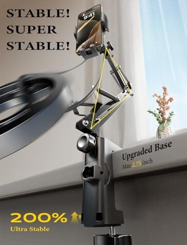 LISEN Gooseneck Phone Holder for Bed Desk [3rd Upgrade] Cell Phone Stand for Desk Bed Gaming Accessories, Gifts for Women Men Seniors Tech Mount for Recording Filming Laying Down Flexible Arm Clamp - Thumbnail 5