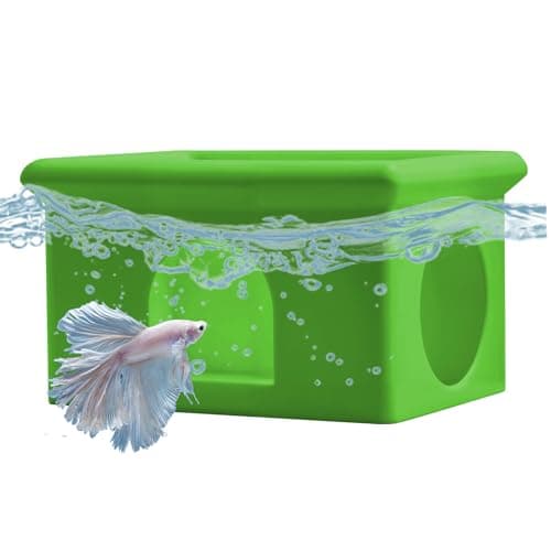 VOXGET Floating Betta Fish Hammock Cave House for Aquarium, 3D Printed Betta Shrimp Feeder & Hideout Cave Toys, Small Aquarium Feeding Ring Decor, Turtle Fish Tank Decorations Accessories -Green - Image 1