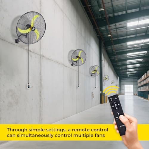 FUGOO 24" Quiet Outdoor Oscillating Wall Mount Fan With Remote Control,All Sealed BLDC Motor,4-Speed Waterproof Outdoor Fan, Heavy Duty Industrial Wall Fans for House,Patios,Garage,Warehouse 5000CFM - Thumbnail 3
