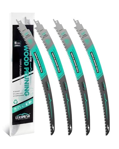 LEKOMESH 15" Japanese Teeth Reciprocating Saw Blades Wood Pruning - 4PCS Saw Blades Wood 6TPI Curved Edge, Cr-V Heavy Duty Tree Cutting Blades for Branches, Wet/Dry Wood & PVC - Image 1