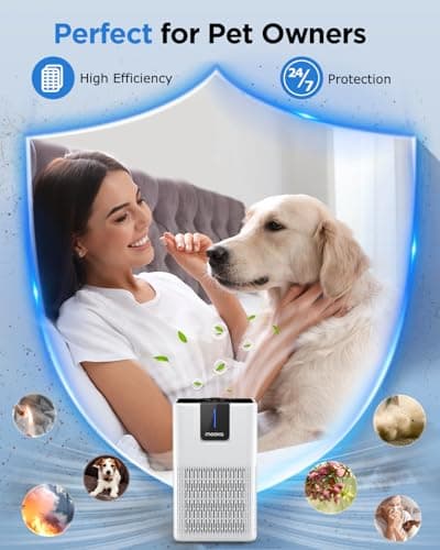 Air Purifiers for Home Large Room 1250 Ft²,MOOKA H13 HEPA Air Purifier for Pets Dust Odor Smoke,Aromatherapy Function,Air Cleaner with 15dB Quiet Sleep Mode for Bedroom Office Living Room,M05,White - Thumbnail 6