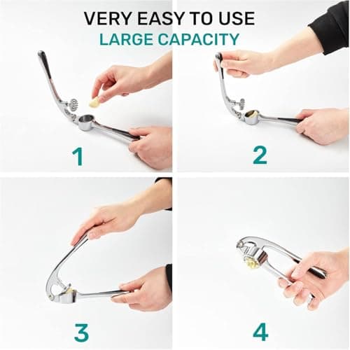 Professional Garlic Mincer Tool - Easy-Squeeze, Easy-Clean with Soft, Ergonomic Handle - Silicone Garlic Peeler & Brush - Thumbnail 6