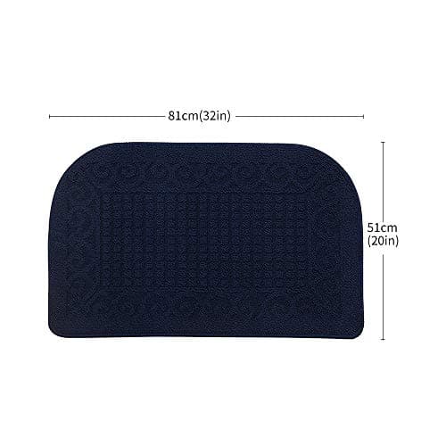 COSY HOMEER 32X20 Inch Anti Fatigue Kitchen Rug Mats are Made of 100% Polypropylene Half Round Rug Cushion Specialized in Anti Slippery and Machine Washable (Navy 2pcs) - Thumbnail 2