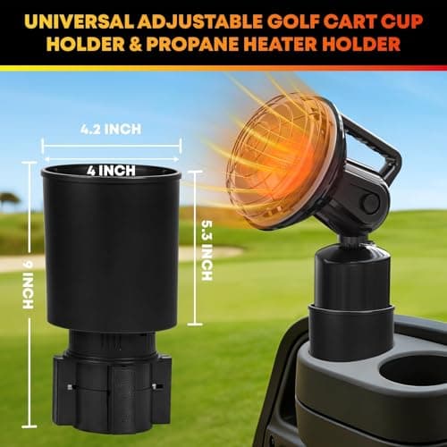 Golf Cart Cup Holder & Propane Heater Holder Universal Adjustable, Fits EZGO, Club Car, Yamaha, Higher Cup Holder for Securely Holds 16 oz Propane Tanks, Golf Cart Heaters & Large Drink Container - Thumbnail 6