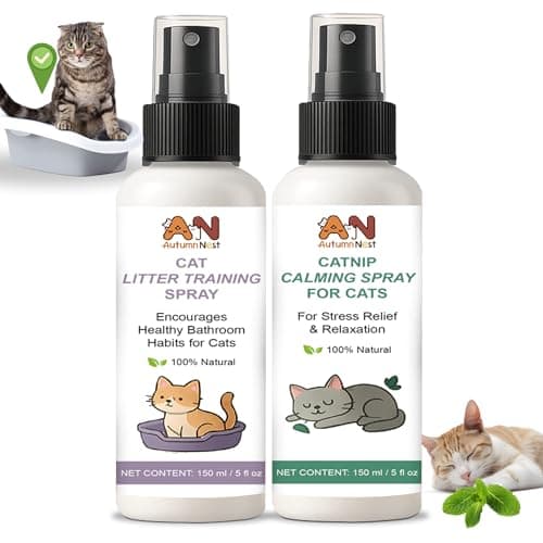 AutumnNest Cats Calming & Litter Training Spray Kit – 2-Pack 150ml Duo, Cat Training Spray with Catnip Calm & Cat Litter Attractant, Helps Stop Cats from Urinating in House, Safe Behavior Aid - Image 1