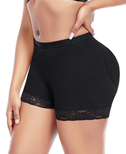 Padded Underwear for Women Butt Lifter Panties Booty Pads Butt Enhancer Lace Boyshorts Shapewear (#3 Black+black, XX-Large) - Thumbnail 2