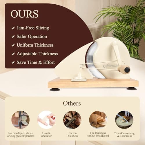 Manual Bread Slicer for Homemade Bread,Even Slicing Thickness-Adjustable Slices,Sourdough Slicer with Scale Lines&SuperStrong SuctionCup Fixation (Cream-Guide) - Thumbnail 6