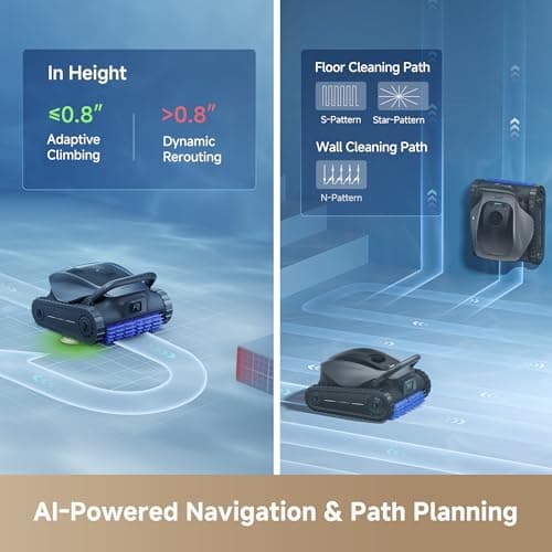 Mova Diver A10 Cordless Robotic Pool Vacuum Cleaner, 6,000GPH Suction, 240min Runtime, Wall Climbing & Double-Pass Waterline Scrubbing, AI-Powered Edge Cleaning & Path Planning, Auto Parking, 8 Modes - Thumbnail 6