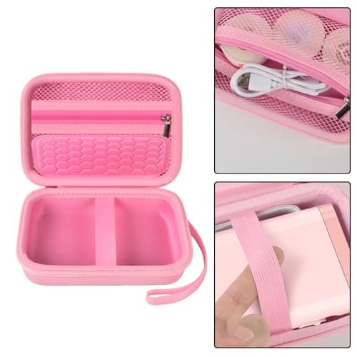 Comecase Case Compatible with Nelko P21/ for Phomemo D30 D35 Label Maker Machine, for JADENS D11/ for SUPVAN Mini Labeler Sticker, Labler Maker Storage for Tape&Accessories - Pink - Thumbnail 3