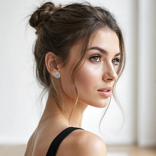 Stud Earrings Moissanite Sunflower S925 Sterling Silver D Color VVS1 Moissanite Elegant Floral Jewelry for Women 3Carat - Thumbnail 6