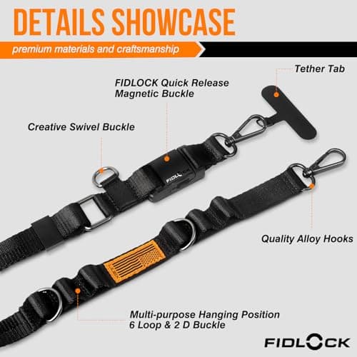 LIUGX Crossbody Phone Lanyard with FIDLOCK Magnetic Buckle SLIDER - Quick Release Buckle, Multifuctional Adjustable Nylon Strap for iPhone, Samsung, More - Thumbnail 3