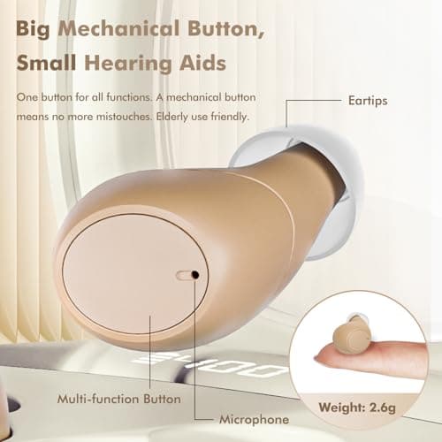 AuyeeSnc OTC Hearing Aids for Seniors Rechargeable Hearing Amplifiers with Noise Cancelling for Mild to Moderate Hearing Loss, In Ear Nearly Invisible, Auto On/Off, Memory Functions, Portable Charging Case, LED Display Elderly-Friendly - Thumbnail 2