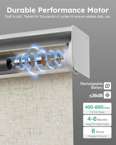Tailorvibe Motorized Blinds with Remote, 100% Blackout Electric Blinds, Smart Shades for Alexa/Google/Homekit, Automatic Window Roller Shades for Bedroom(Flax-Natural Linen, 30" W x 72" H) - Thumbnail 2