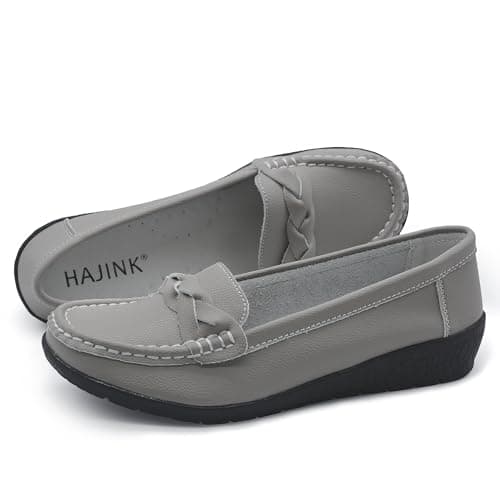 HAJINK Women Loafers Flexible Breathable Slip-On Comfortable Sole Ladies Shoes for Walking (Grey,7.5) - Thumbnail 3