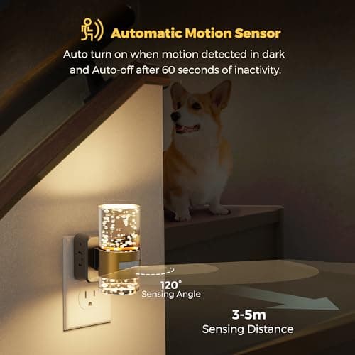 L LOHAS LED Motion Sensor Night Light,Dimmable Night Lights Plug into Wall, Acrylic Nightlight with 0-100 LM Adjustable Brightness, 3000K Plug in Night Light with Motion Activated for Bathroom Hallway - Thumbnail 4