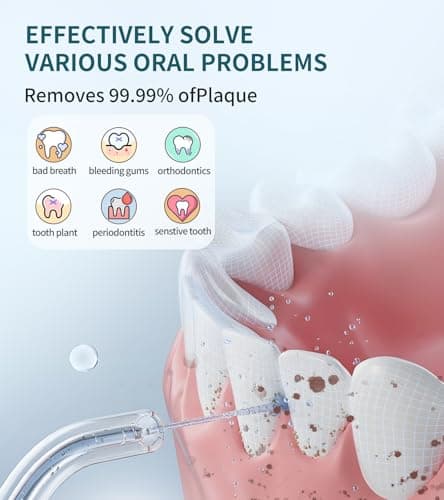 Water Dental Flosser Cordless for Teeth, 350ML Water Dental Flosser Teeth Pick 4 Modes Portable Oral Irrigator with 4 Jet Tips Rechargeable Flossers Oral Irrigator IPX7 Waterproof for Home Travel - Thumbnail 2