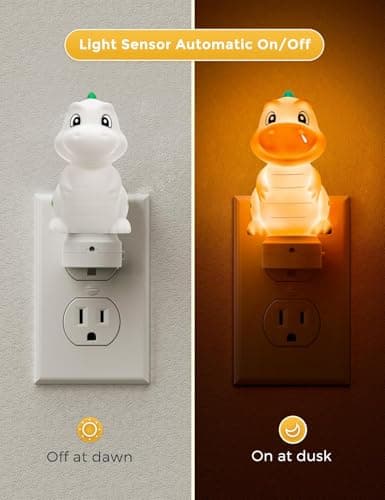 L LOHAS LED Plug in Night Light for Kids,2-Pack 3D Cute Dinosaur Night Lights with Dusk to Dawn Sensor, RGB+Soft White 3000K Dinosaur Night Light,Christmas Birthday Gift Nightlight for Kids,Room Decor - Thumbnail 4