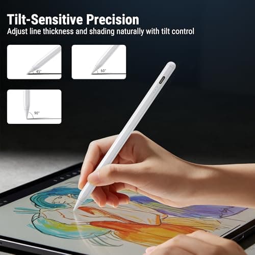 3X Fast Charge Stylus Pen for iPad, Active Pencil with Palm Rejection & Tilt Sensitivity, Compatible iPad 10th/9th/8th/7th/6th Gen, Air 11/13 M2/M3/5/4/3, Pro 11/12.9/13 M4, Mini A17 Pro - Thumbnail 6