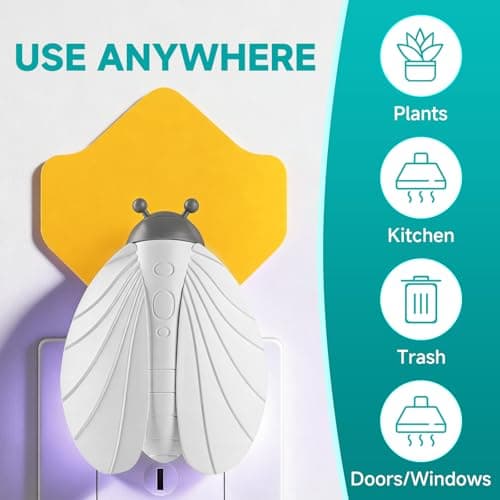 2 Pack Fly Traps & 10 Glue Cards, Fruit Fly Traps for Indoors, Gnat Traps for House Indoor, Flying Insect Trap Catcher for Mosquitoes and Moths, Plug-in Indoor Bug Zapper - Thumbnail 5