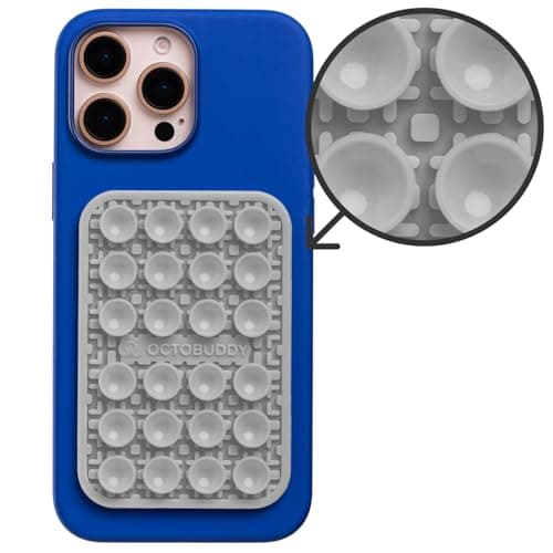 OCTOBUDDY Textures Labyrinth - Silicone Suction Phone Case Adhesive Mount - Hands-Free Grip with 24 Suction Cups for Videos & Selfies - 2.6" x 3.9", Ultimate Grey - Thumbnail 2