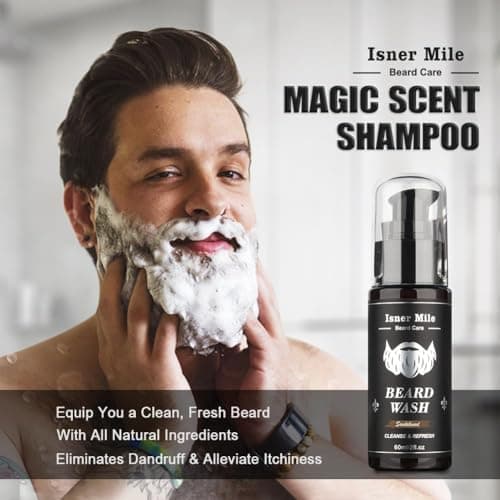 Isner Mile Beard Grooming Kit for Men Care: with Beard Oil Balm Wash Brush Comb & Straight Razor, Birthday Valentines Fathers Gifts for Men Him Boyfriend Husband Coworker, Christmas Stocking Stuffers - Thumbnail 4