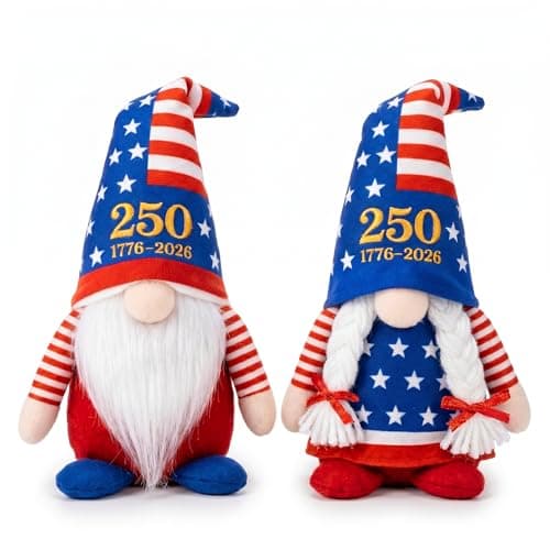 LEKSON 4th of July Decorations Patriotic Gnomes, 250 Anniversary USA Merchandise, Red White and Blue Independence Day Home Table Decor, 1776-2026 Indoor American Gnome Set of 2 - Image 1