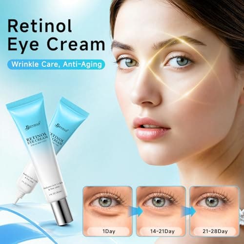 Retinol Eye Cream - Eye Cream for Dark Circles, Puffiness, Anti Aging, with Peptides, Caffeine, Hyaluronic Acid, Reduces Bags, Dark Circles Under Eye Treatment, Smooths Wrinkles & Fine Lines, 1 fl. oz - Thumbnail 2