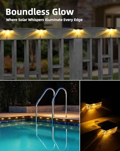 Herzila Solar Step Lights Outdoor, 12 Pack Solar Fence Lights, LED Waterproof Deck Lights for Outside, Step, Fence, Deck, Stair, Pool and Yard, Warm White - Thumbnail 6