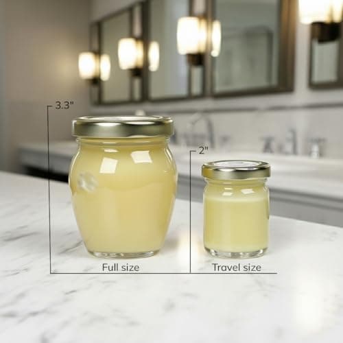 Travel Size Toiletries, Sandalwood Natural Lotion, Body Moisturizer, Face Cream, No Petroleum Organic Castor & Jojoba Oil Aftershave Balm Beard Oil Diaper Rash Cream Tattoo Aftercare | Glass 1 oz - Thumbnail 2