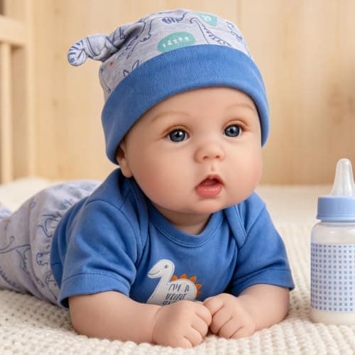 Milidool Lifelike Reborn Baby Dolls Boy - 18-Inch Baby Soft Body Realistic-Newborn Baby Dolls Cloth Body Real Life Baby Dolls with Toy Accessories for Kids Age 3 4 5 6 7 + - Thumbnail 2