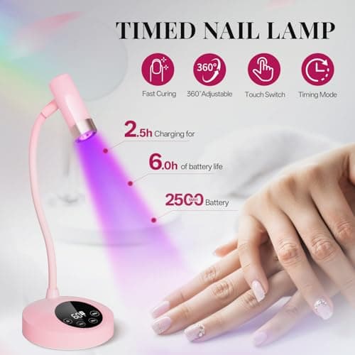krofaue 12W UV Nail Lamp - Professional Auto-Sensing Nail Dryer with 4 Timers, Touch Buttons Rechargeable UV Light for Gel Nails Polish for Home DIY Manicure - Thumbnail 5