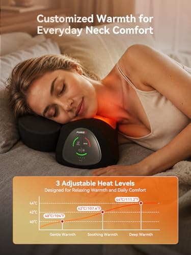 FliKEZE Electric Cordless Neck Massager Pillow with Air Lift Stretch, Dual-Wavelength 660nm & 850nm Red Light, Cervical Neck Support with Gentle Heat, Removable Small Pillow, Cordless Design, Black - Thumbnail 4