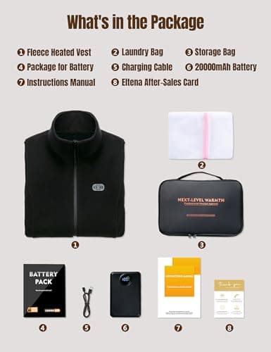 ELTENA Professional Women's Heated Vest with 20000mAh Battery equipped with Flashlights (US, Alpha, Small, Regular, Regular, Black Fleece Vest) - Thumbnail 6