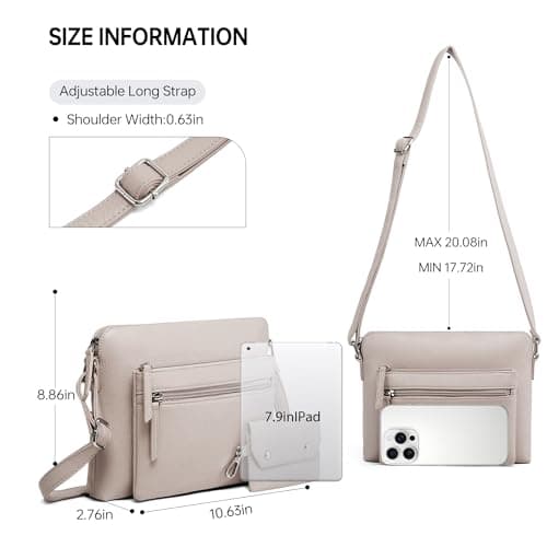 Goinsound Crossbody Purses for Women Small Organizer Crossbody Bags for Women Built in RFID Wallet Beige - Thumbnail 3