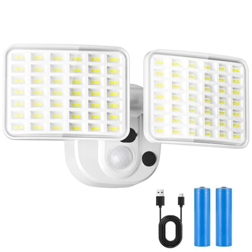 Rechargeable Battery Operated Motion Lights 2500LM & 4000LM Motion Sensor Security Lights(1-3 Months Endurance) USB Charging LED Flood Lights Outdoor for Garage Yard Entryways Patio Garden (White) - Image 1