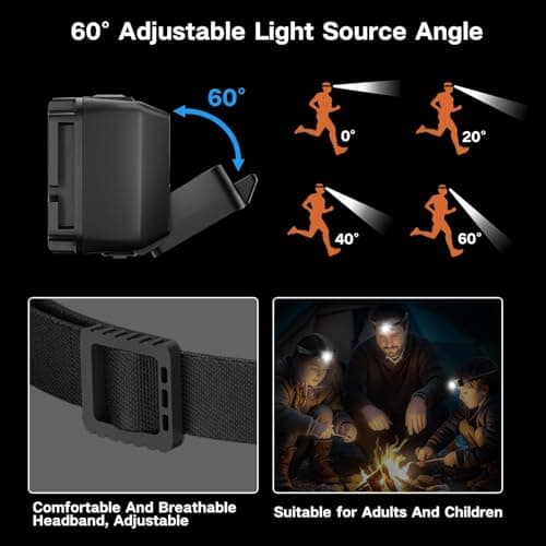 GloworPath Led Headlamp Rechargeable, Super Bright Headlight Flashlight with Red Light, Motion Sensor Head Lights for Forehead, Waterproof Lightweight for Adults, Outdoors, Camping, Running - 2 Pack - Thumbnail 3